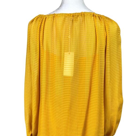 Tory Burch NWT Womens Yellow Natalie Grid Textured Georgette Top with Camisole - Picture 16 of 16